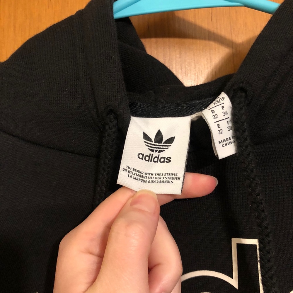 Adidas Cropped Hoodie Sweatshirt Stripes XS - Picture 5 of 8